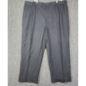 Versini Wool Dress Pants Mens 46 Regular Charcoal Grey Pleated Cuffed RN77219